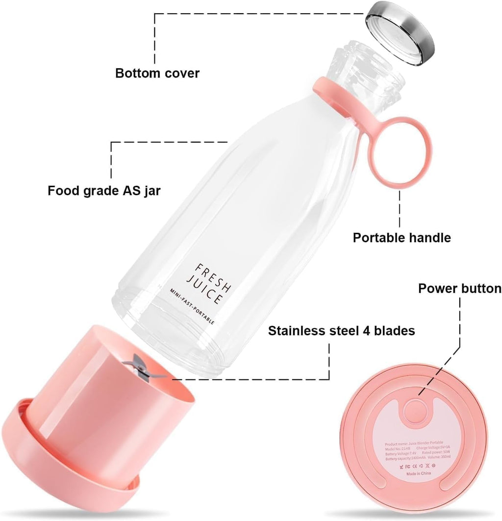 Portable USB Rechargeable Mini Juicer Blender – Personal Smoothie Maker Bottle (420ML)
